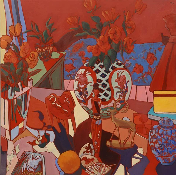 Ein Werk von Liza Kruegermeier in den Farben Rot, Blau und Gelb