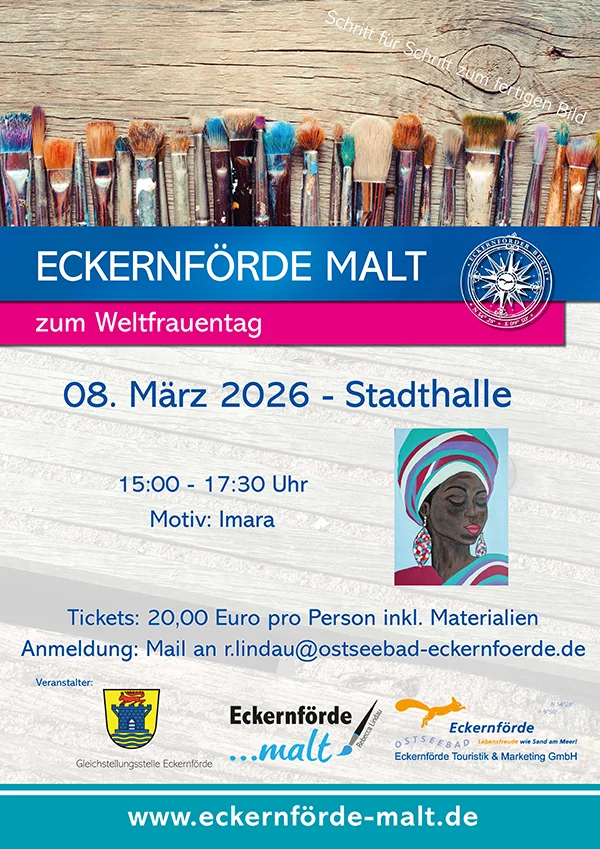 Pinsel mit Farben und gemalte Bilder