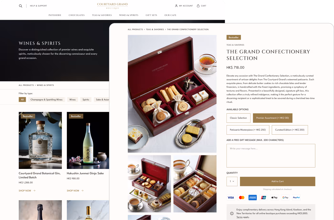 an example of e-commerce store,. showing 2 screenshots of a project.