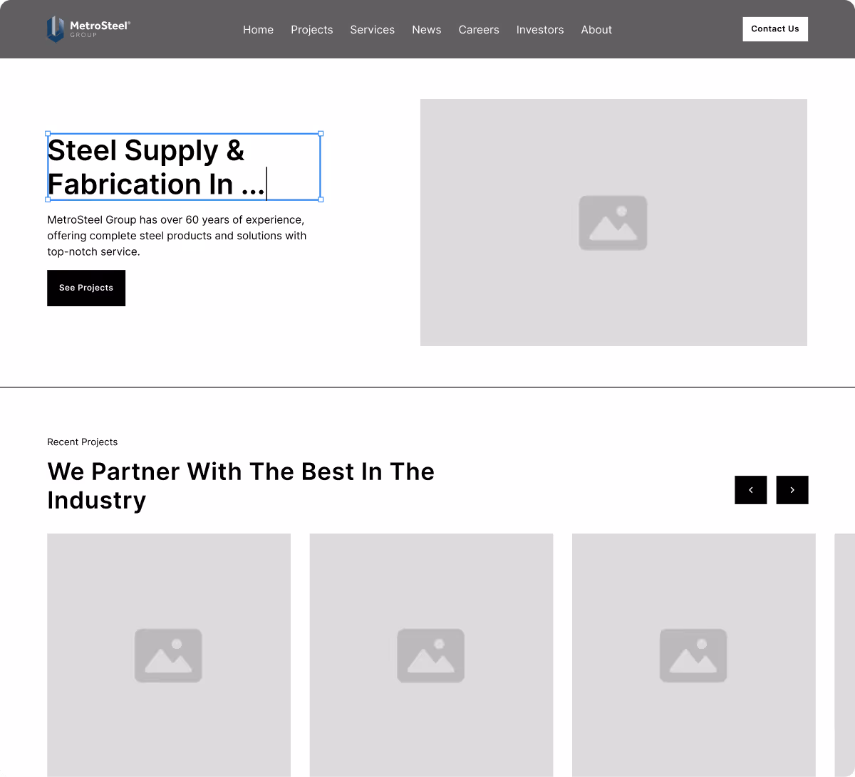 an example of wireframe of a website project.