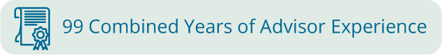 a diploma icon. the text reads 99 combined years advisor experienc