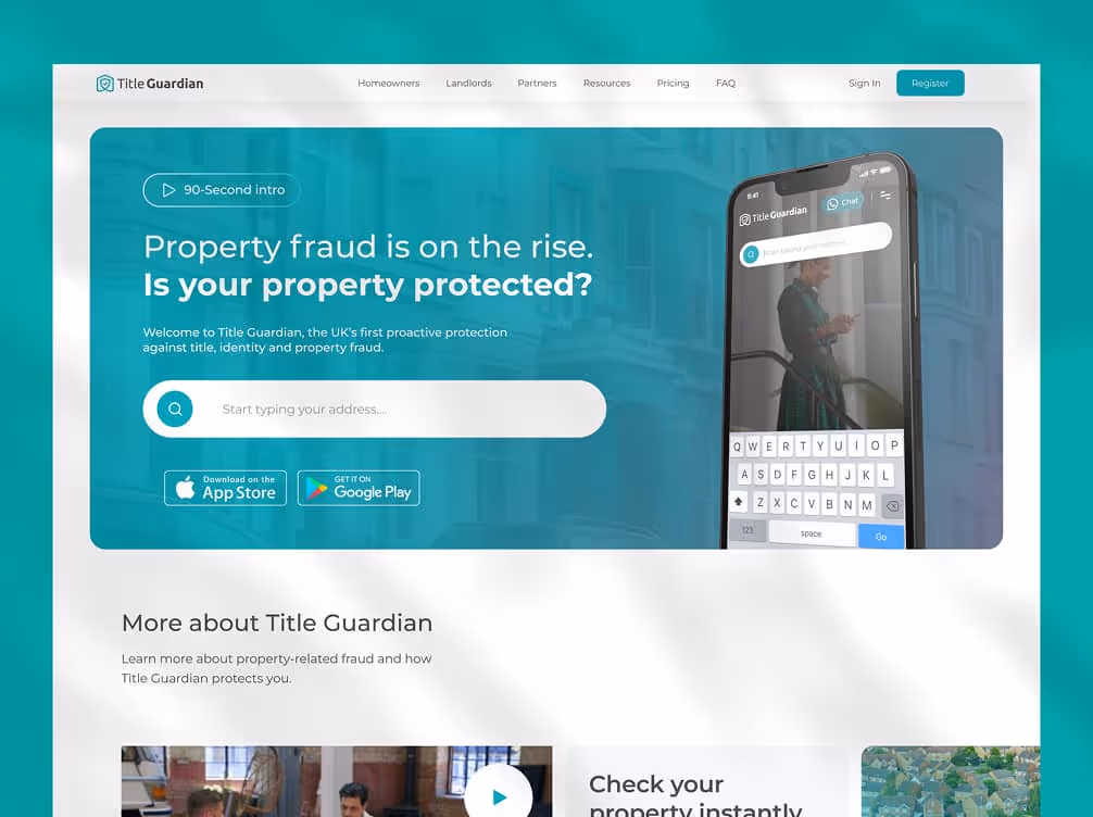 A screenshot of the new Title Guardian website.