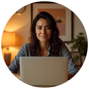 Woman smiling with laptop


