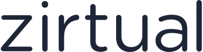 The word 'zirtual' in lowercase black letters on a transparent background.