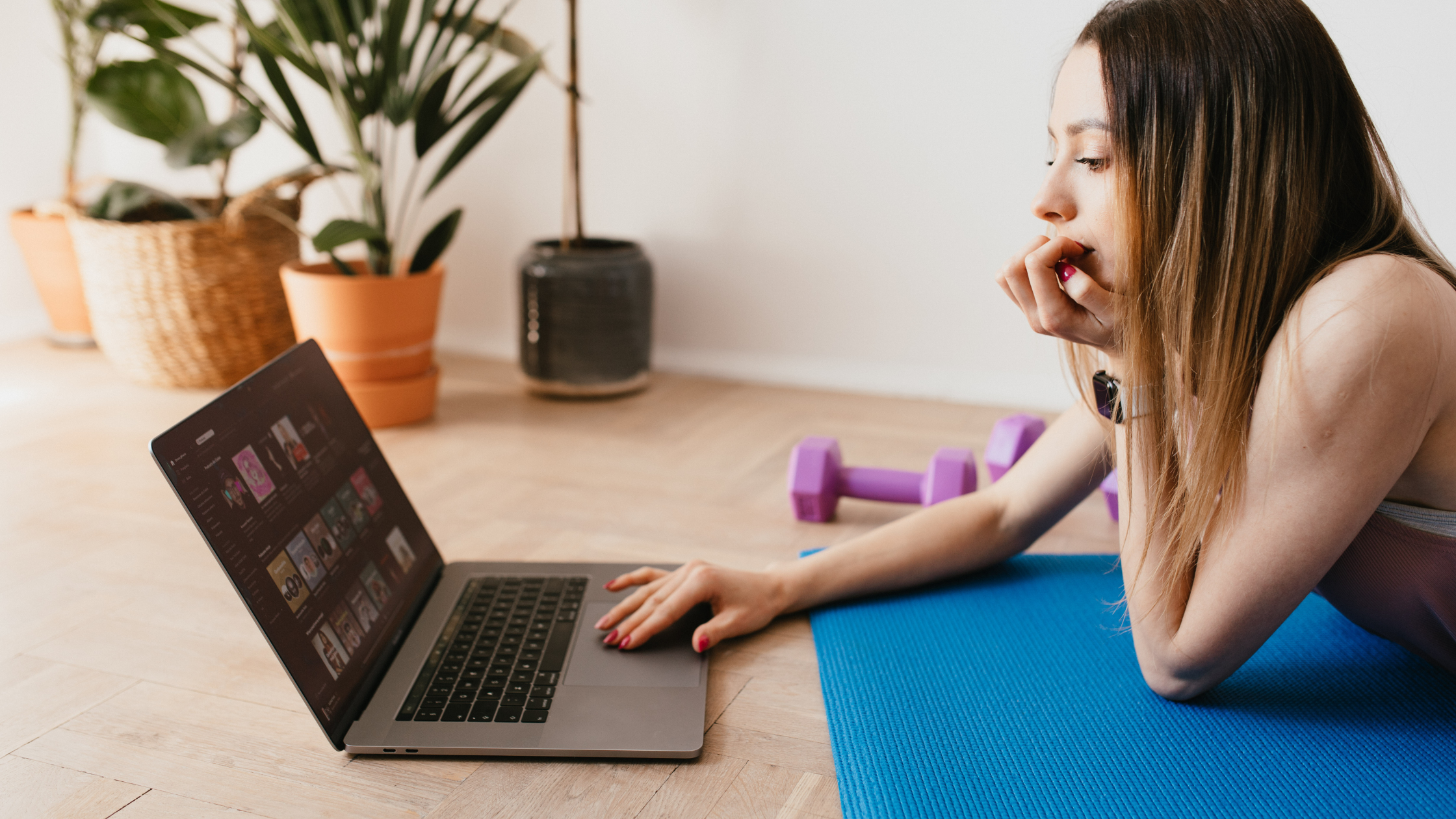Girl at Computer looking pensive