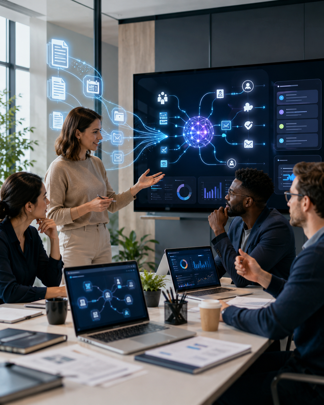 Work colleagues using AI