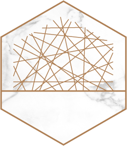 A bunch of straight lines going many different ways and crossing over each other in a hexagon shape