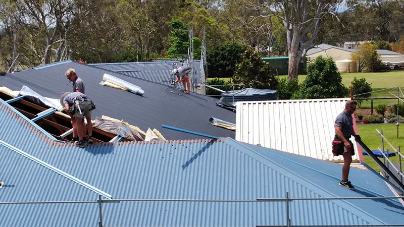 Metal Armour Roofing team replacing a colorbond roof on the sunshine coast
