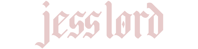 Text reading 'jess lord' in pink Gothic-style font on a transparent background.