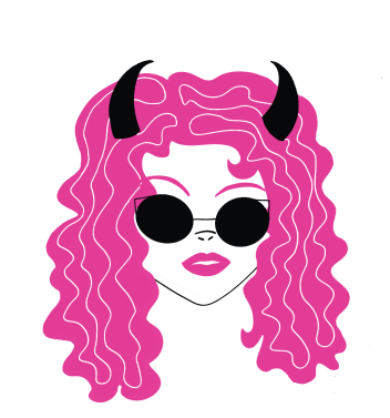 Digital Illustration of wavy hair mascot