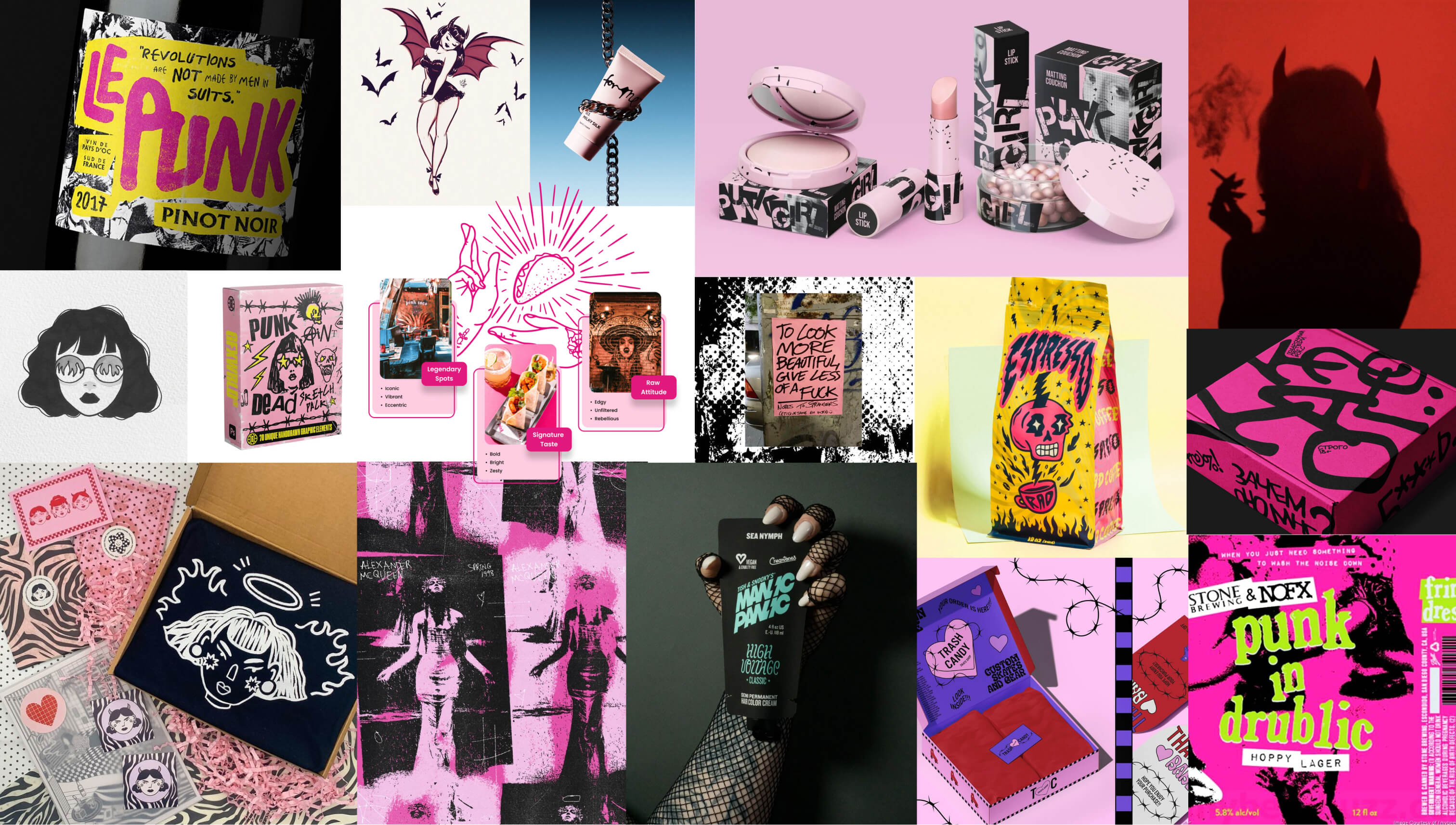 Moodboard of inspiration for rebel curls project