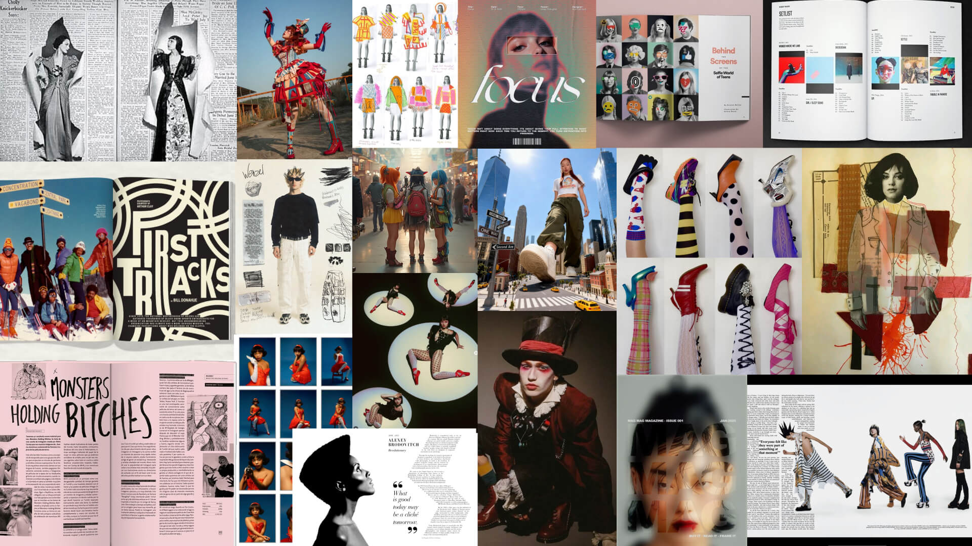 Moodboard of inspiration for rebel curls project