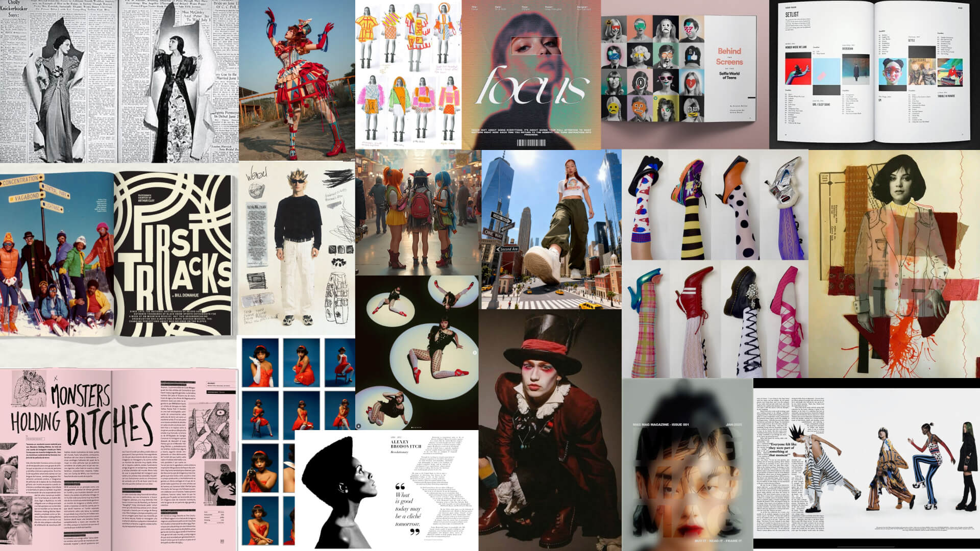 Moodboard of inspiration for rebel curls project