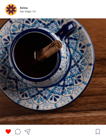 Teacup with animated text and graphic