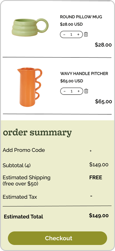 Honeychild Mobile Checkout Screen