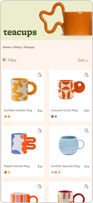 Honeychild Mobile Teacups Category Page