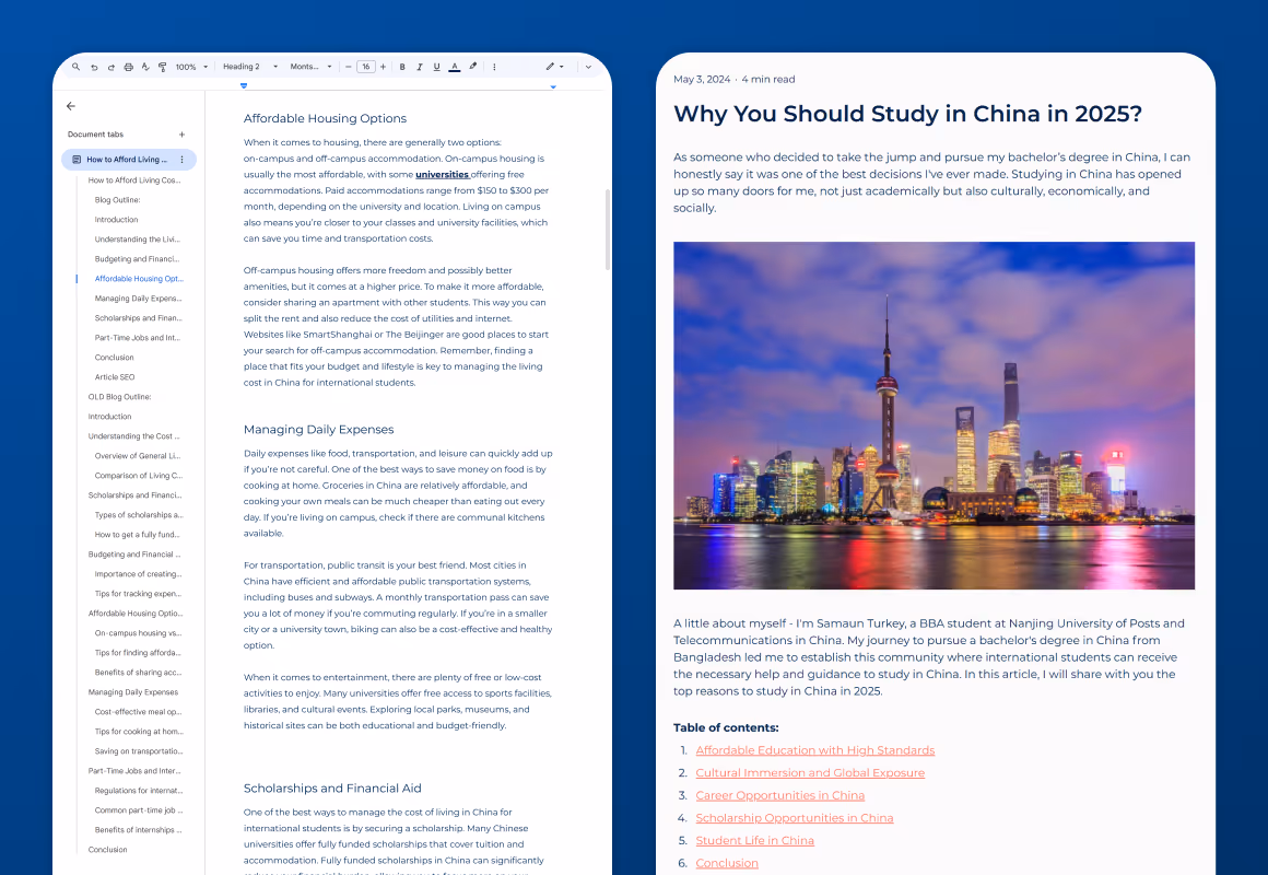 Content Writing for an online education business website, highlighting Content Writing services provided by Mabit Web Studio.