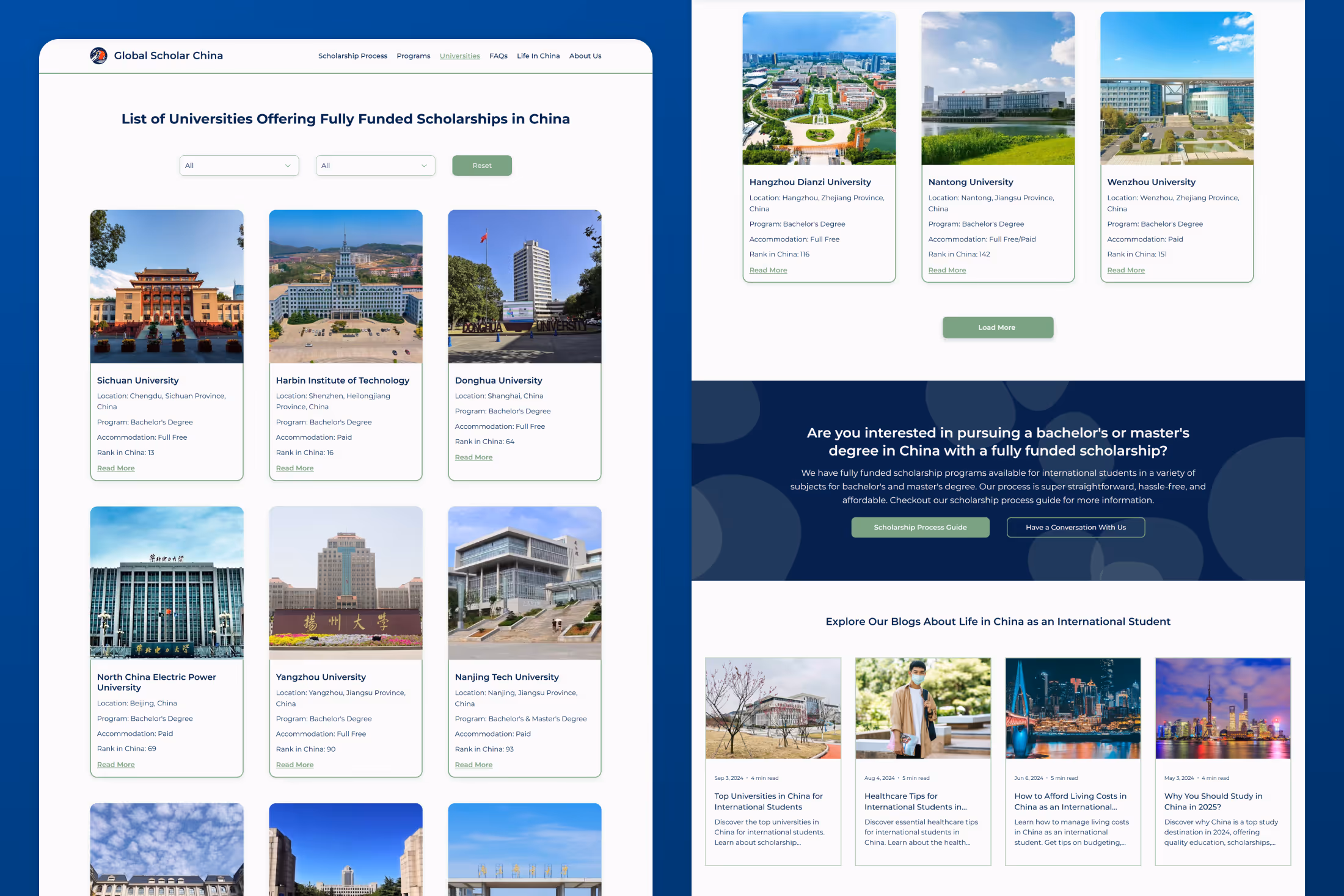 Website Design for the University CMS Page of GSC.