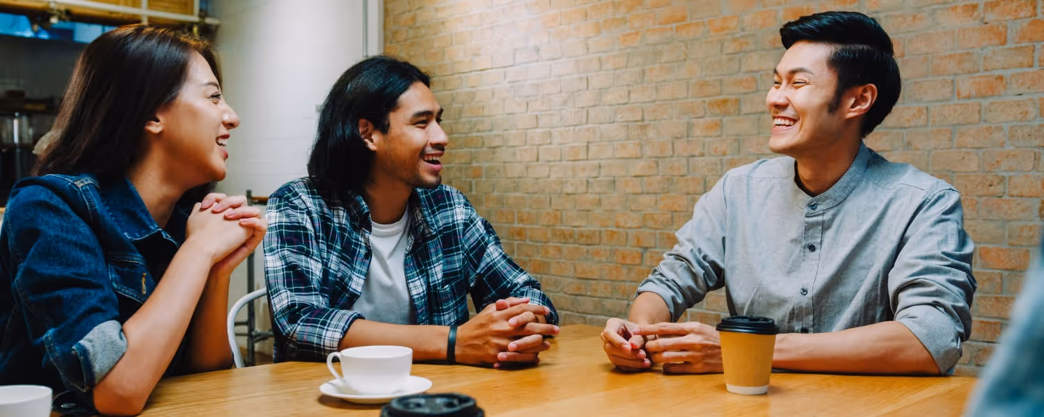 Expats socializing with their new neighbors 