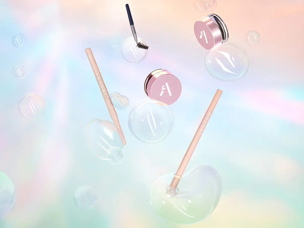 Product shot of Asteri makeup products.