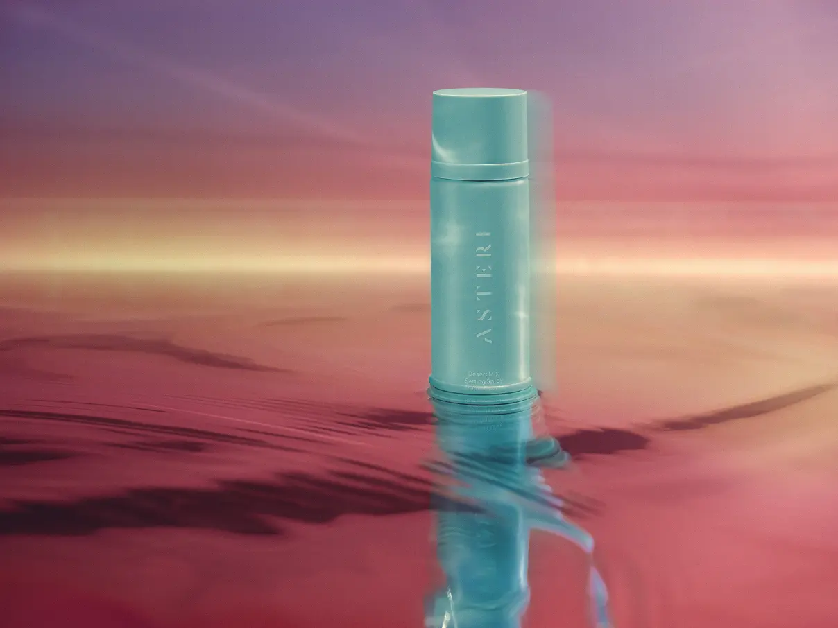 Product shot of an Asteri dessert mist bottle.