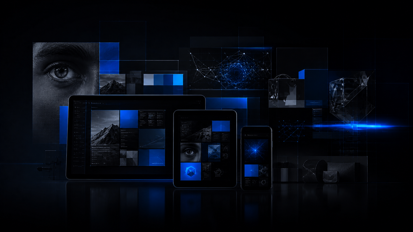 A Cyberpunk Cityscape with Display Ads for Creative Services
