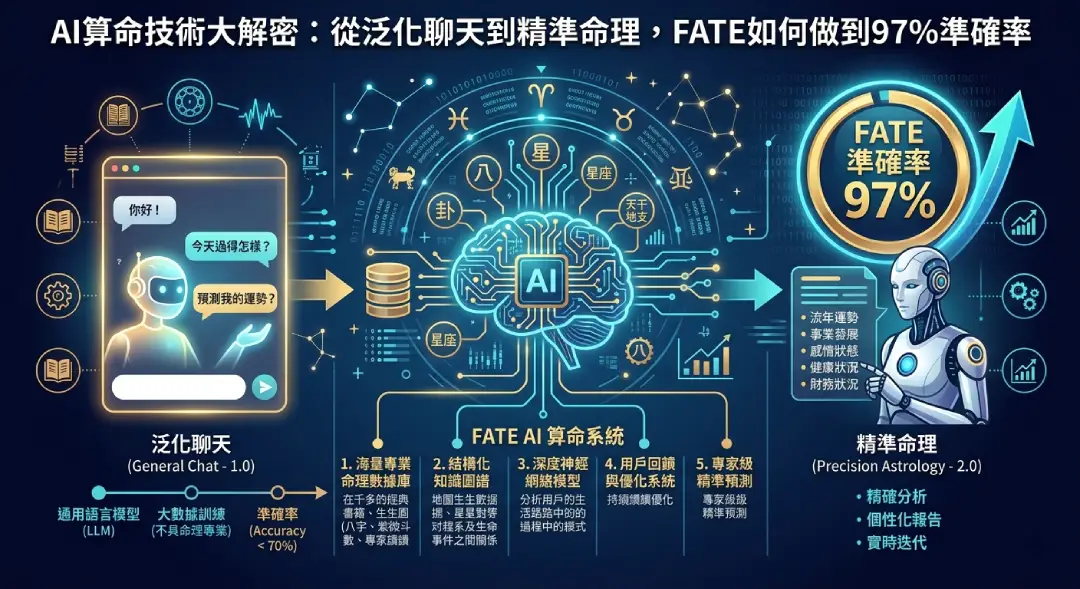 FATE紫微斗數算命 - AI算命技術大解密：從泛化聊天到精準命理，FATE如何做到97%準確率