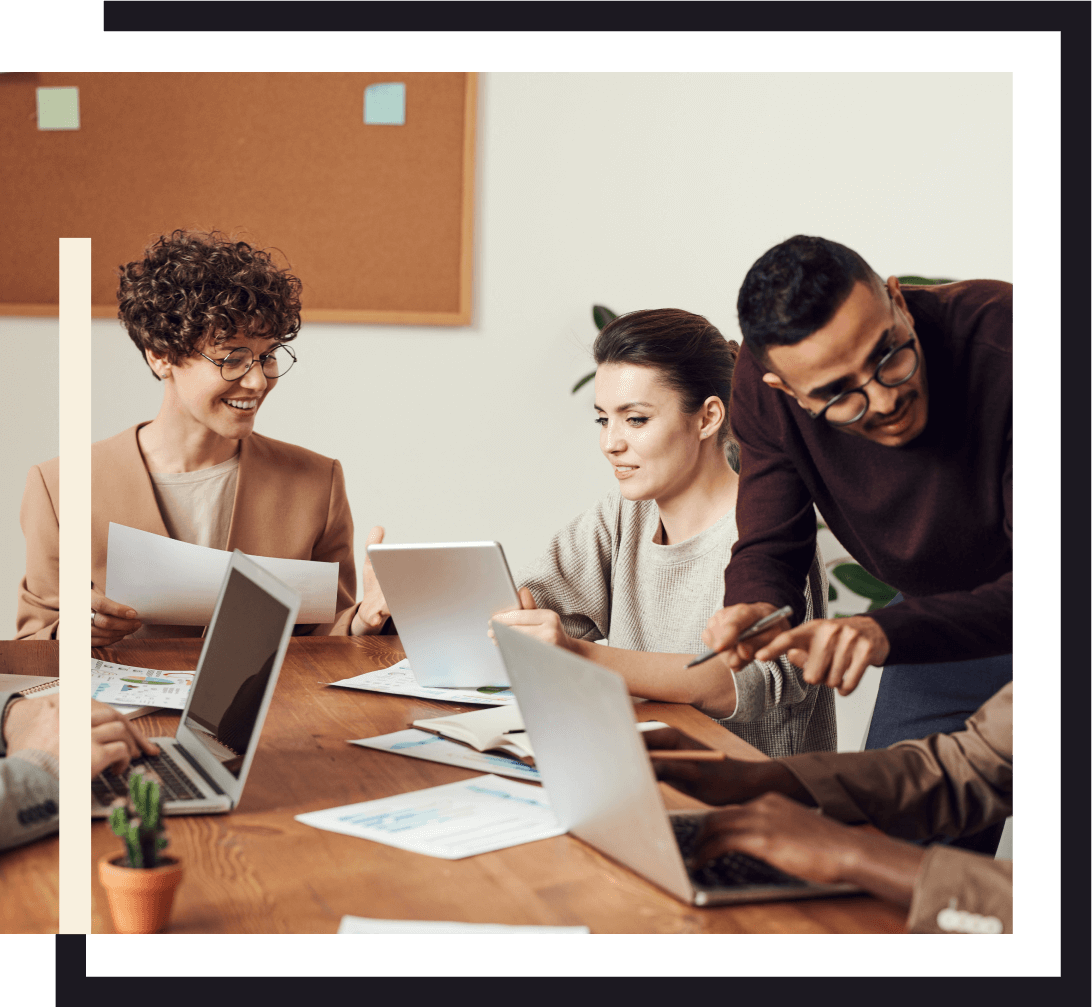 Business team working at conference table