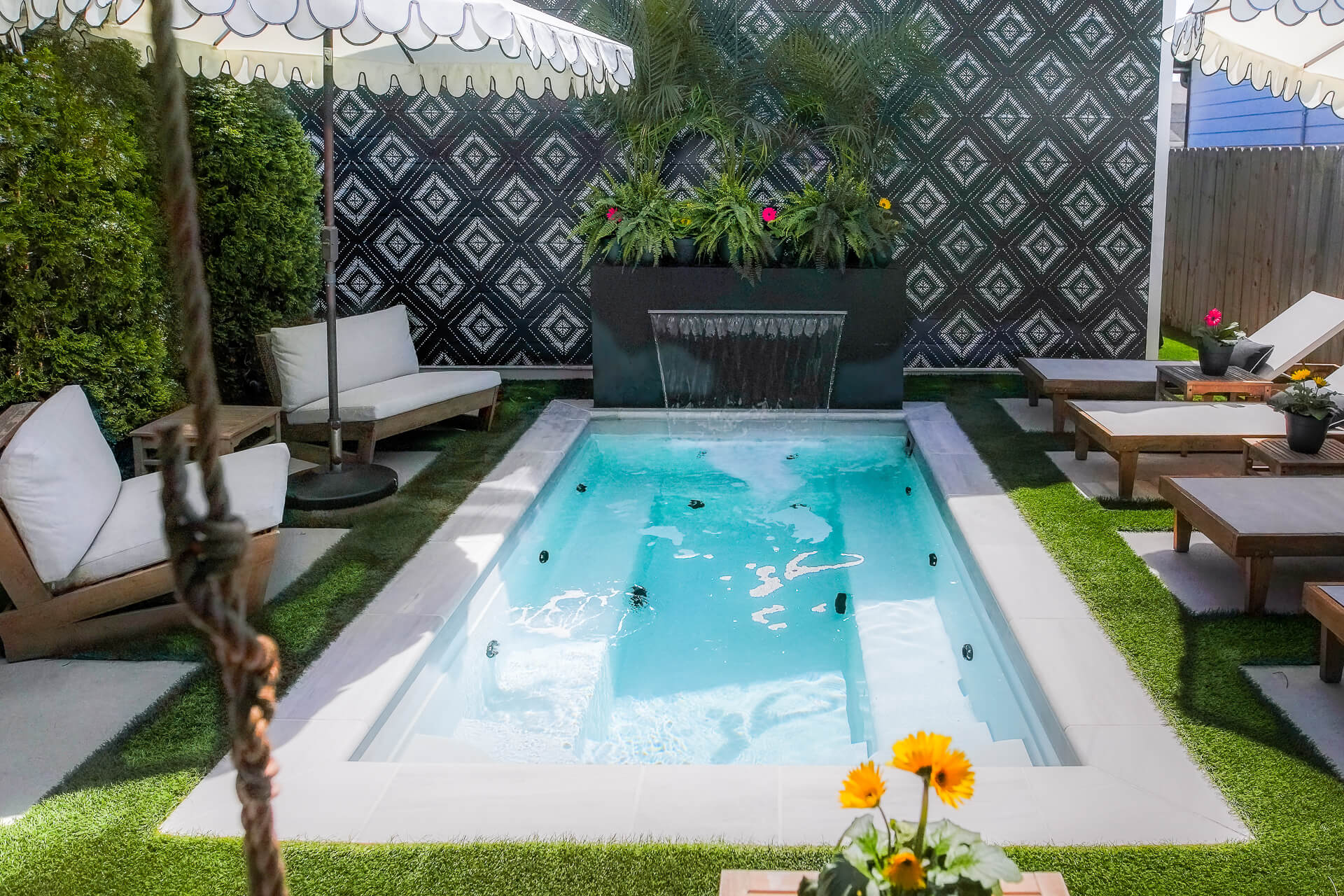 A stunning image of a backyard dip pool.