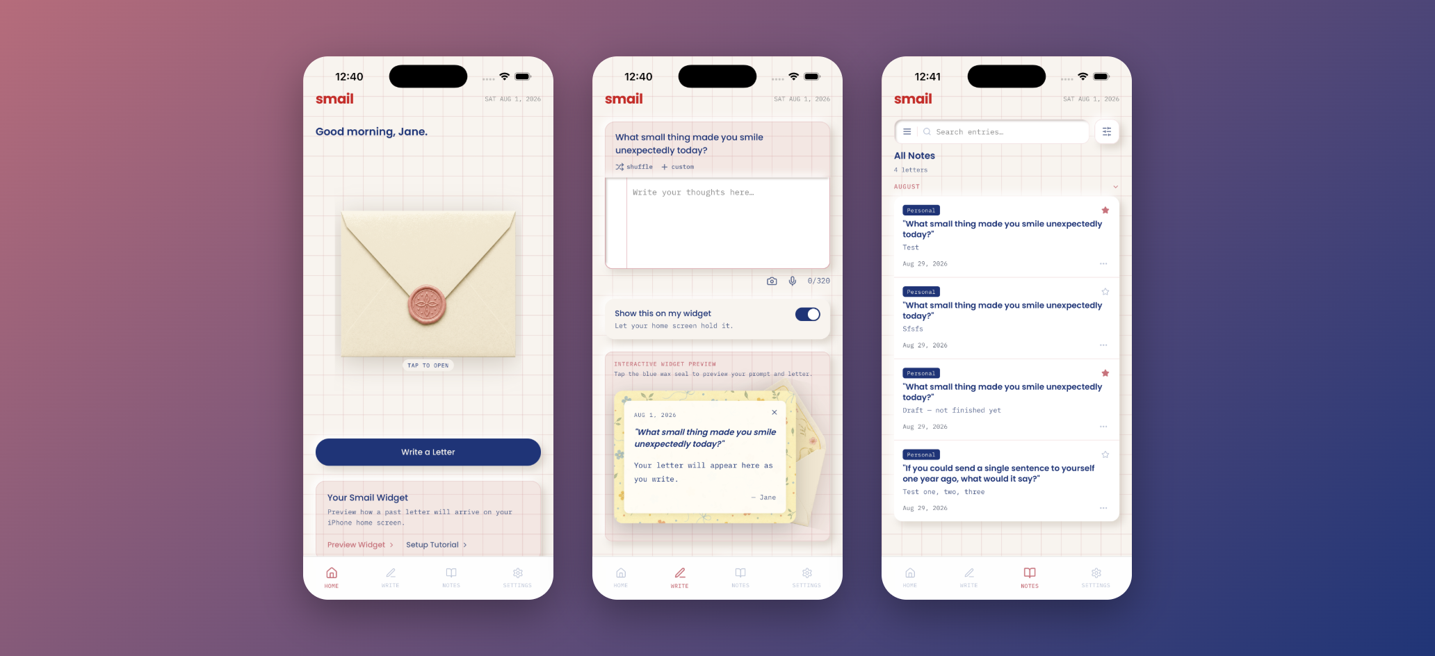 Smail case study preview — Home screen, open state