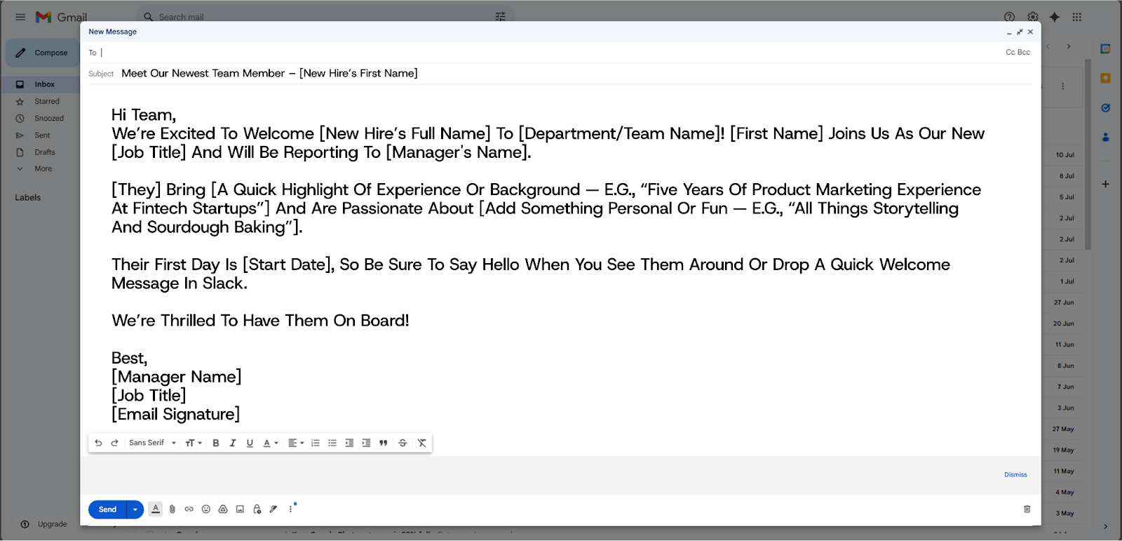 Employee Introduction Email
