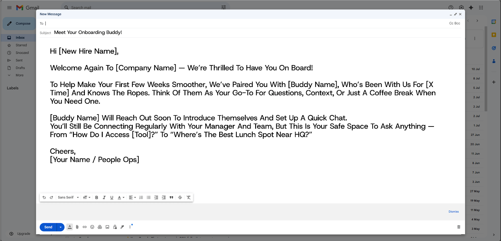 Manager Welcome Email