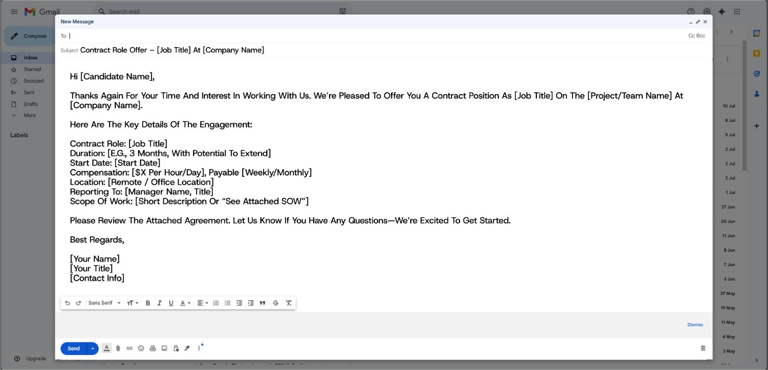 Contractor Offer Letter Template