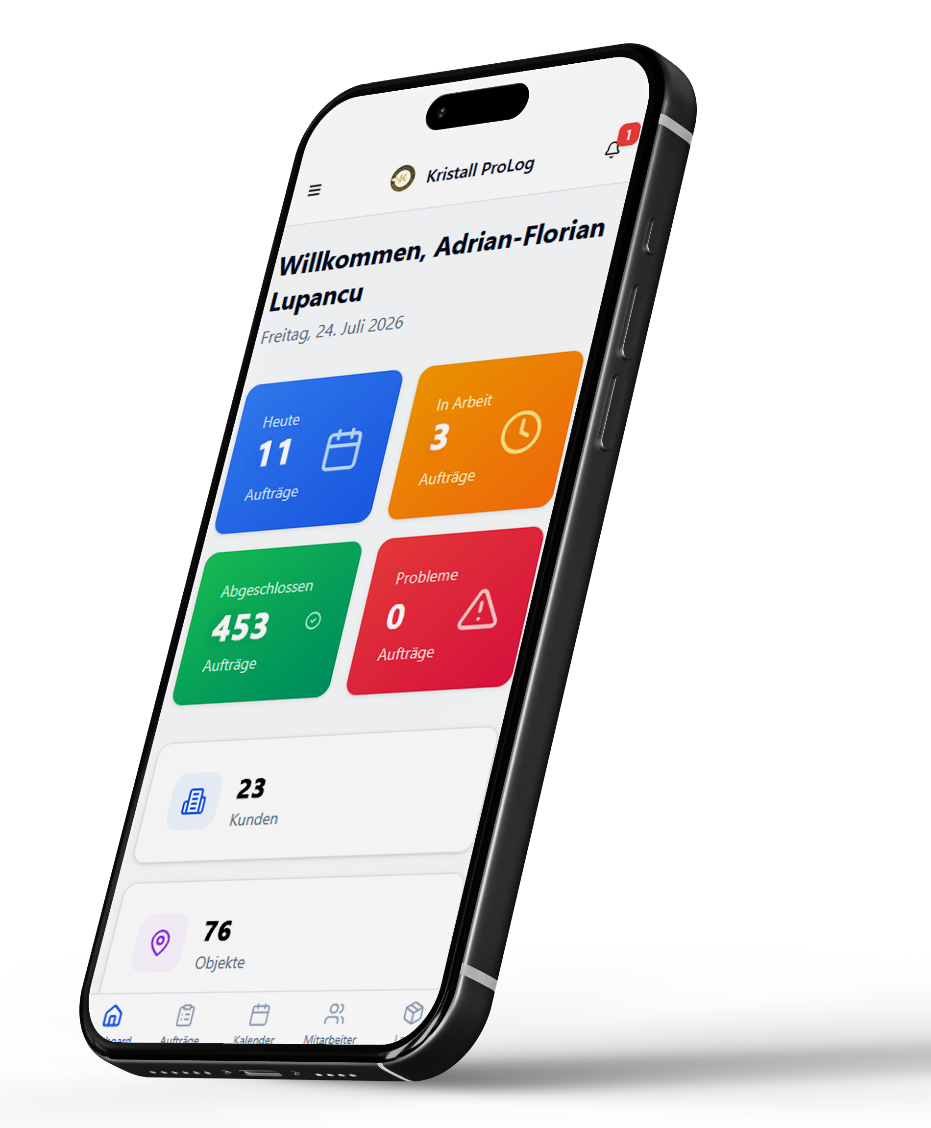 Gebädereinigung Kristall A Plus App Mobil ansicht