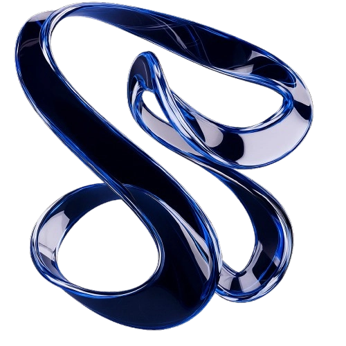 3D abstract blueFlag, reflective surface.
