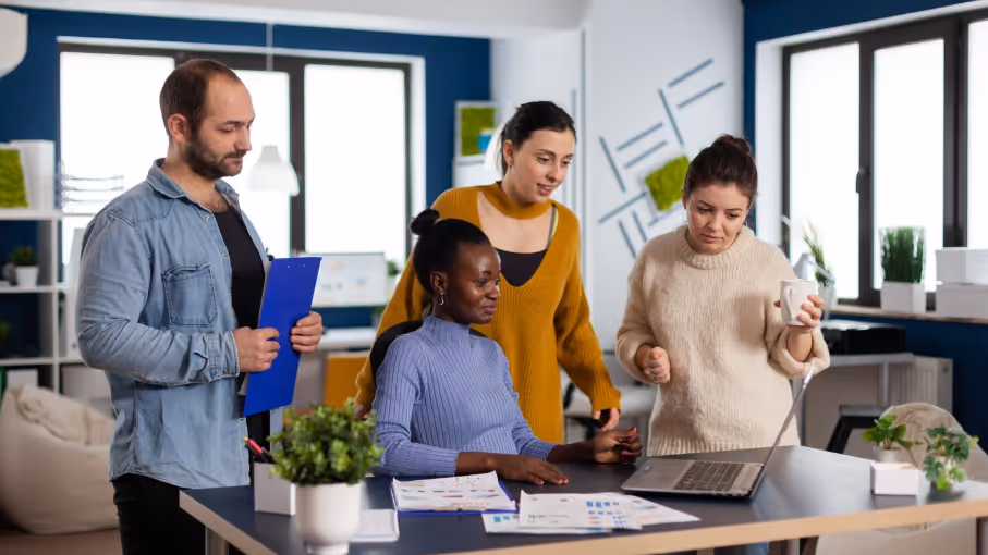 People working - beyond border