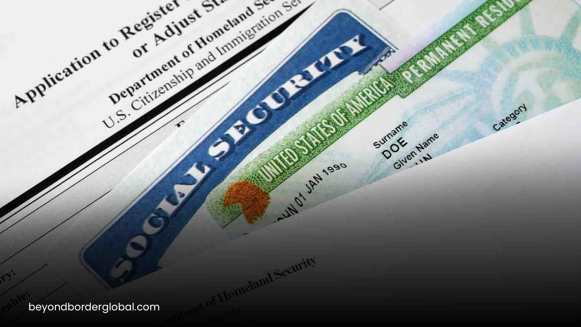 Application to register or adjust status with social security and green card, Beyond Border.