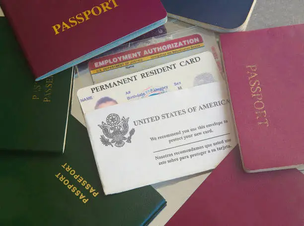 Permanent resident card with passports and work permit Beyond Border