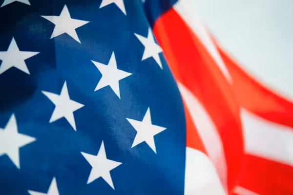 Close-up of American flag fabric Beyond Border