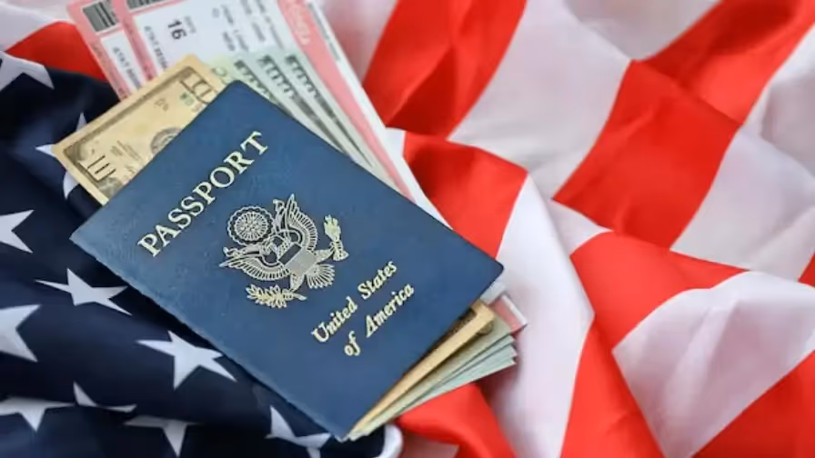 USA flag and passport Beyond Border