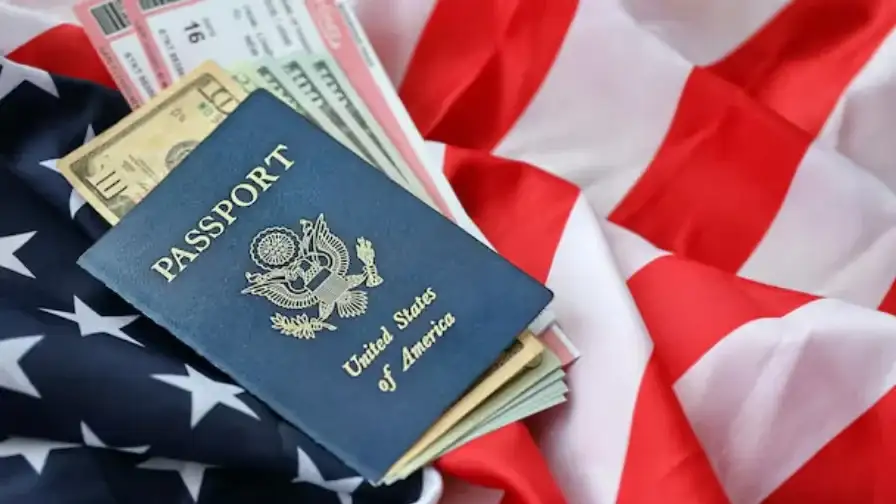 USA flag and passport Beyond Border