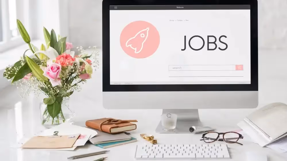 Job search website on desktop with workspace setup Beyond Border