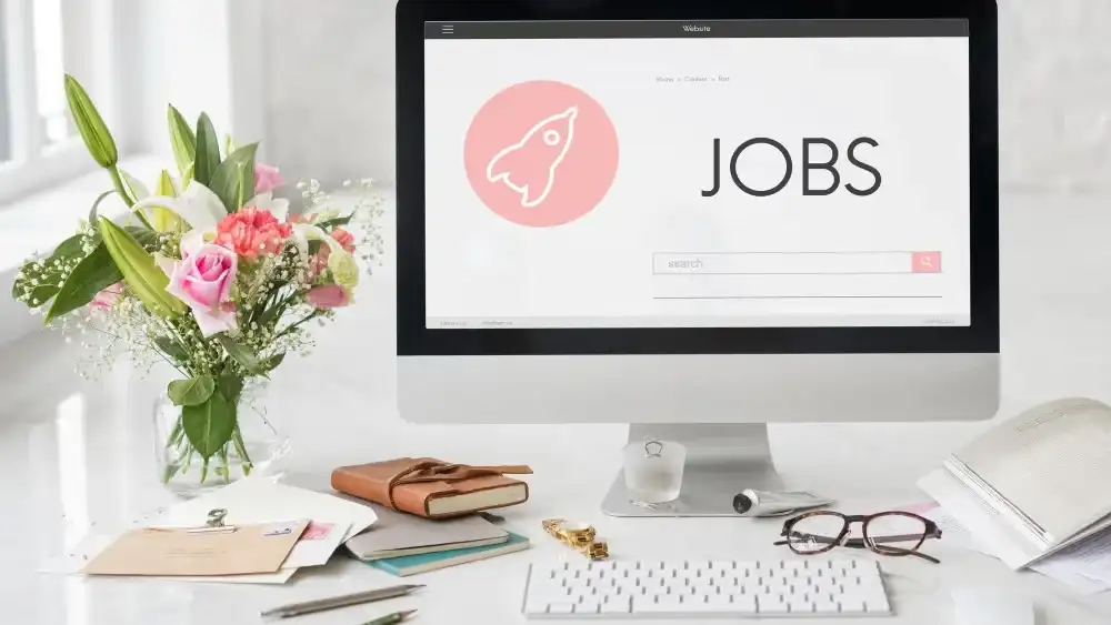 Job search website on desktop with workspace setup Beyond Border