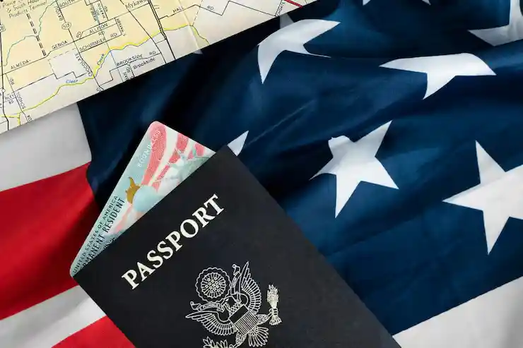 USA passport and flag Beyond Border