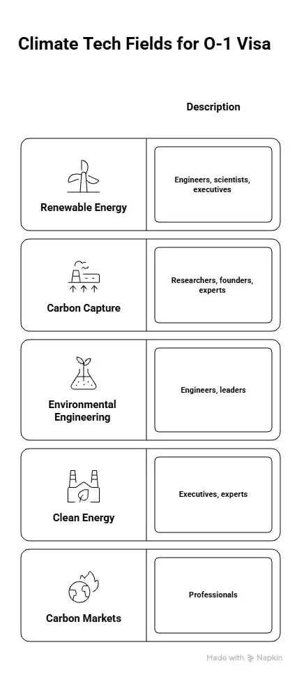 Climate tech fields for O-1 visa applications - Beyond Border
