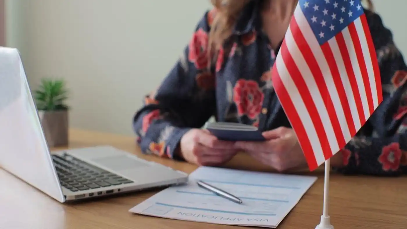 US flag on table - beyond border