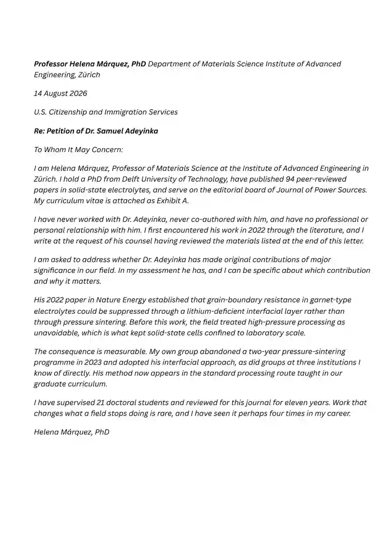 Sample Immigration Letter - Beyond Border