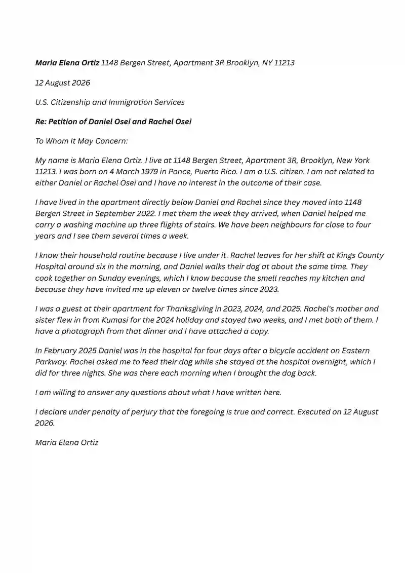 Sample immigration reference letter - beyond border