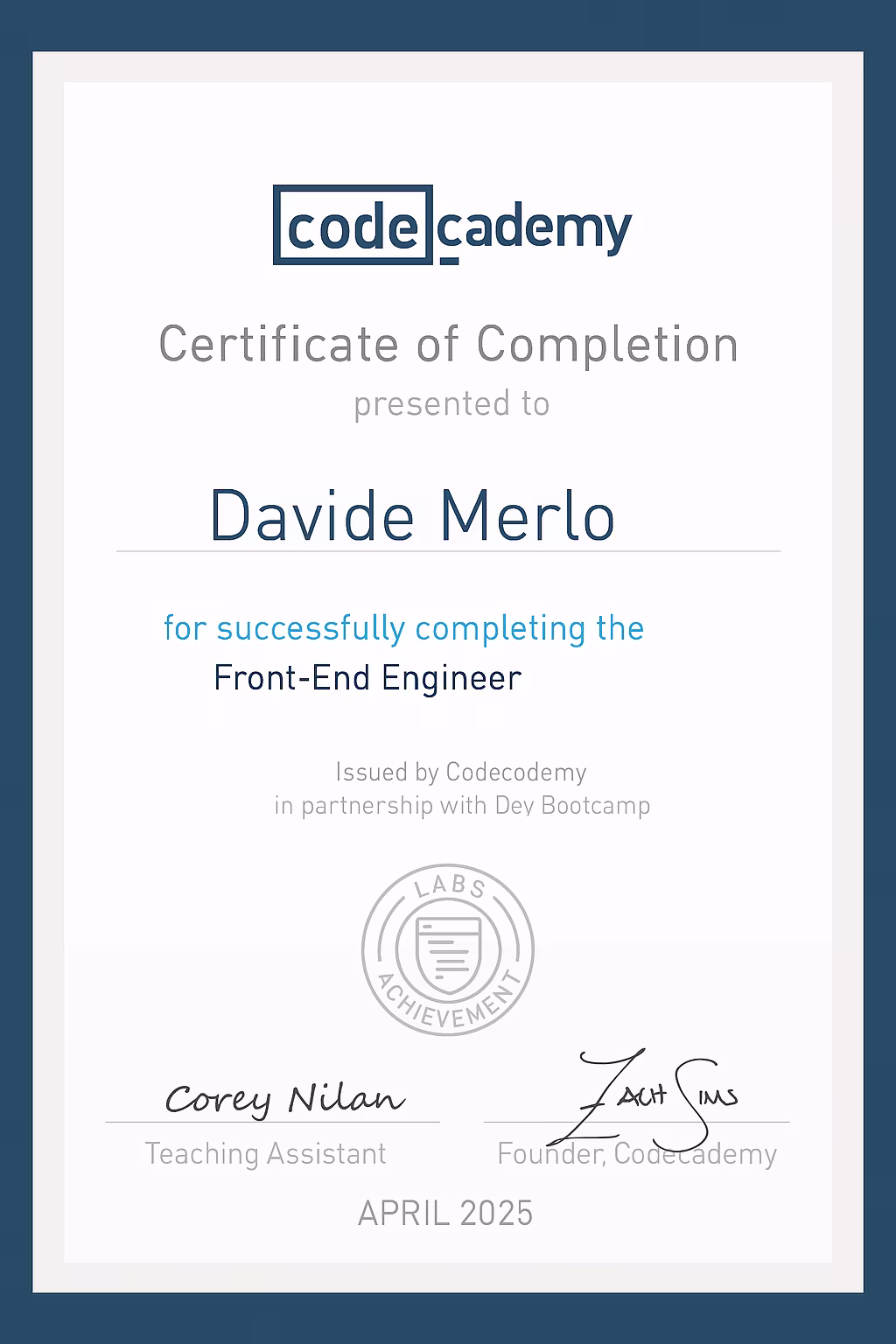 certificate