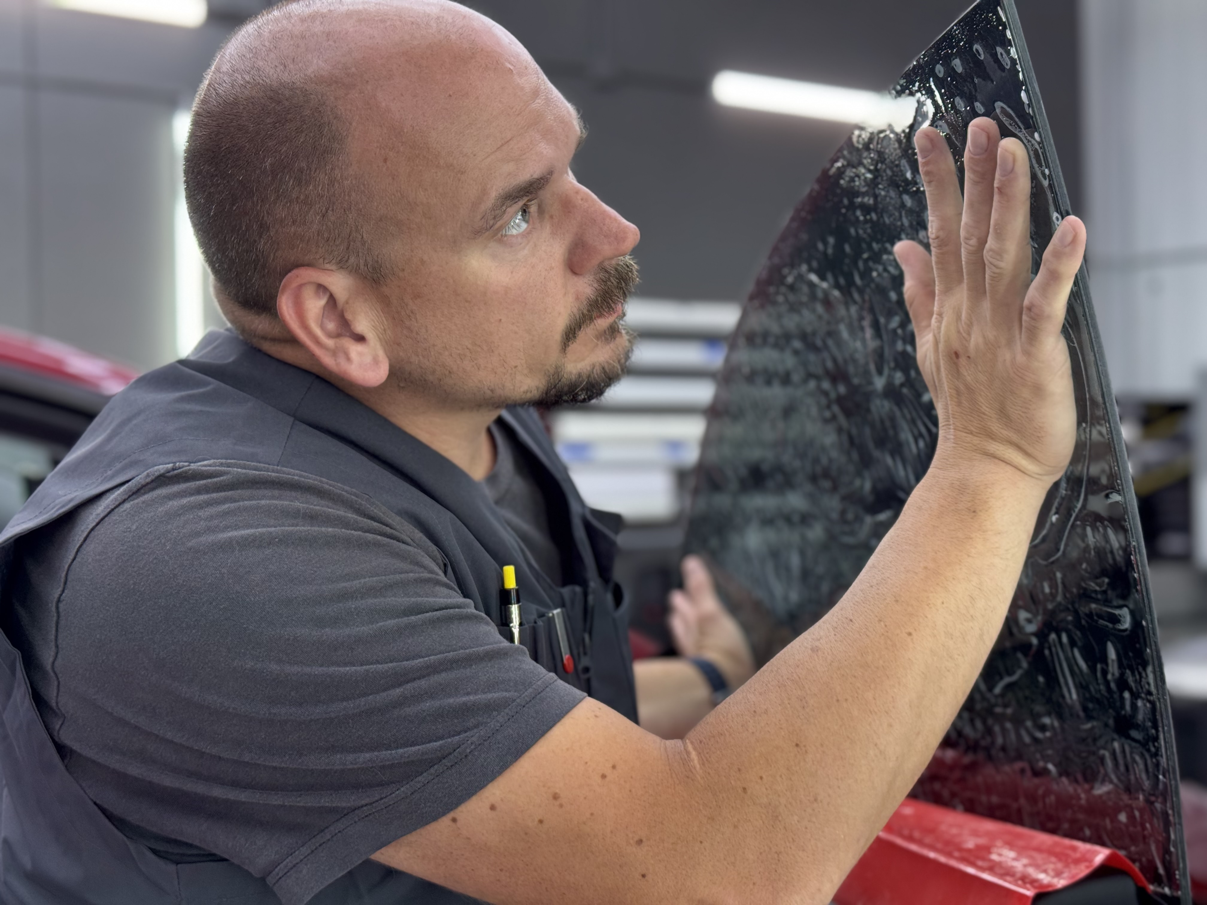 Professional window tint installation at Chattanooga Auto Film Pros